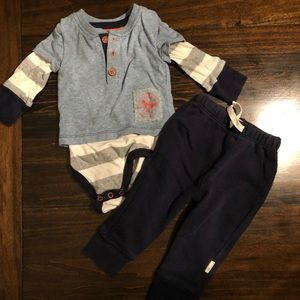 Burt’s Bees 2 Piece Boys Outfit, 0-3 mos.